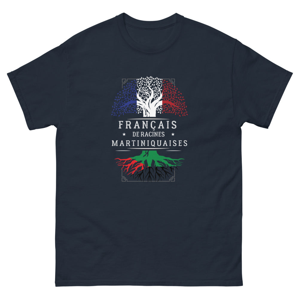T-shirt Martinique marine - Fier de nos racines avec humour