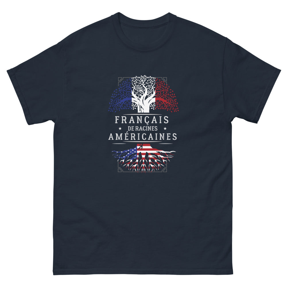 T-shirt Français de Racines Américaines noir dos - clin d'œil culturel