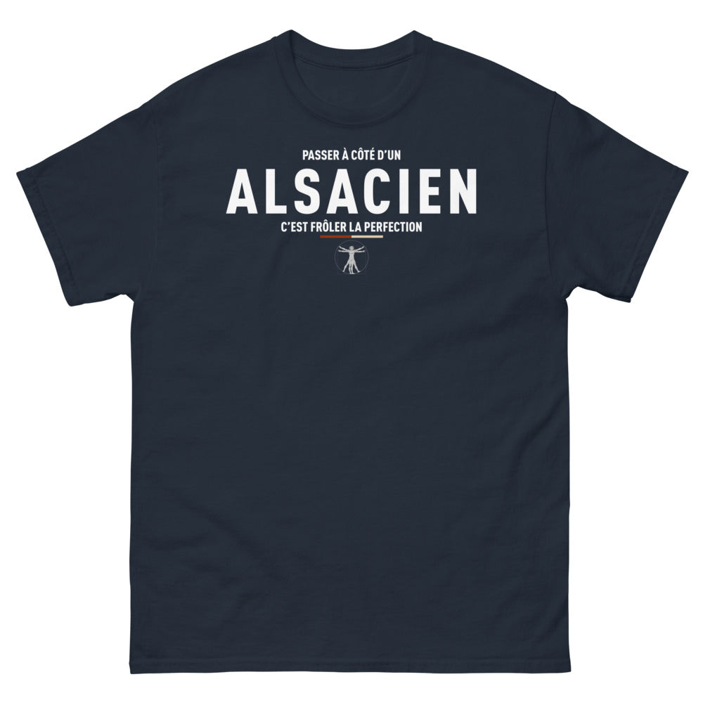 T-shirt Alsacien marine - ignorer un Alsacien, c'est frôler la perfection