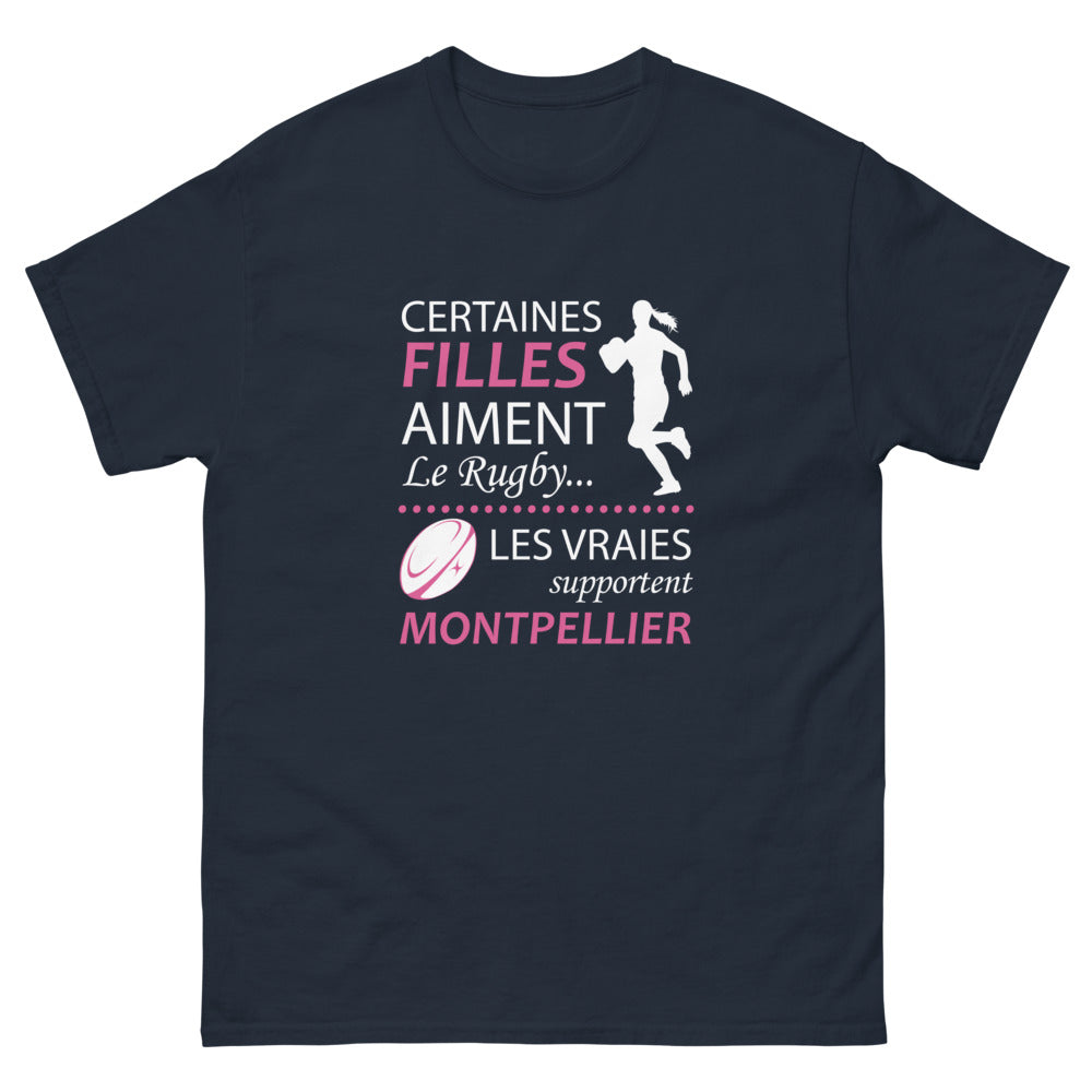 T-shirt Montpellier marine - Les vraies filles supportent Montpellier