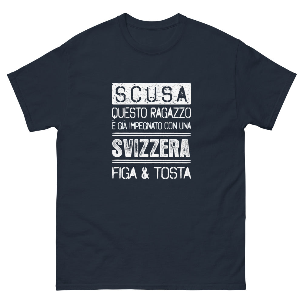 Maglietta Svizzera blu navy - Impegnato con una ragazza tosta