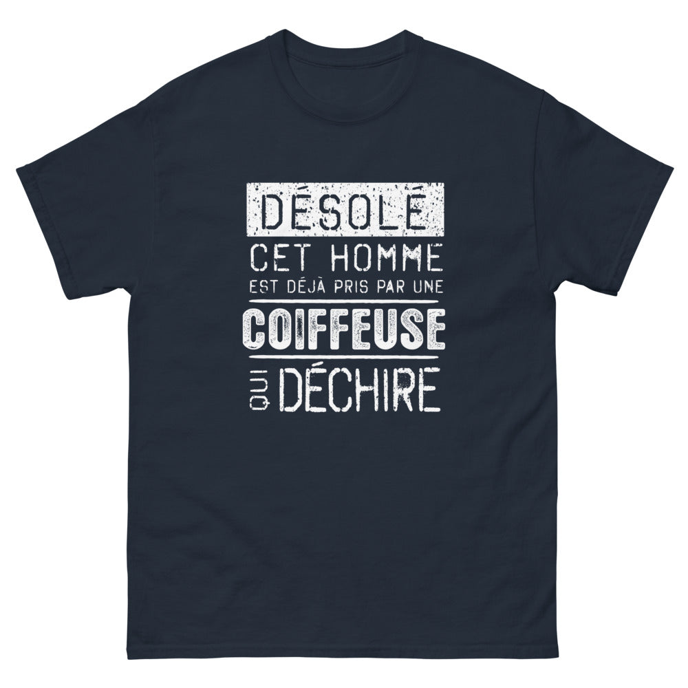 T-shirt drôle homme marine - Fierté d'être coiffé