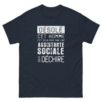 Thumbnail for T-shirt humour noir dos - Déjà pris par une assistante sociale déchirée