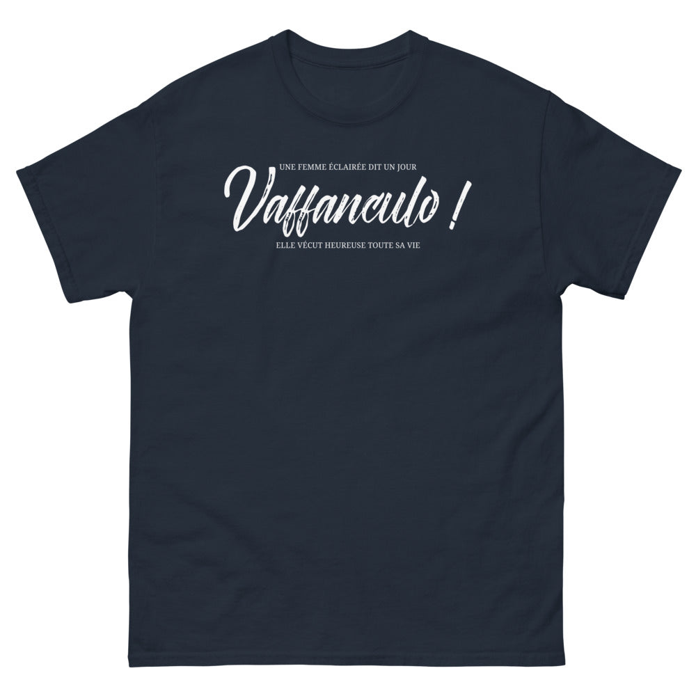 T-shirt femme marine - Une femme éclairée dit vaffanculo