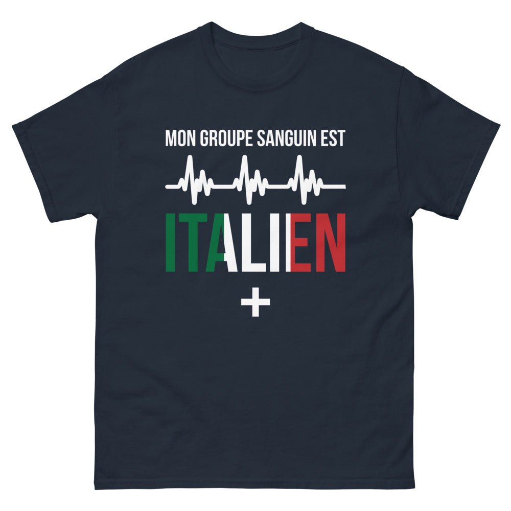 T-shirt Italie marine - Mon groupe sanguin est italien
