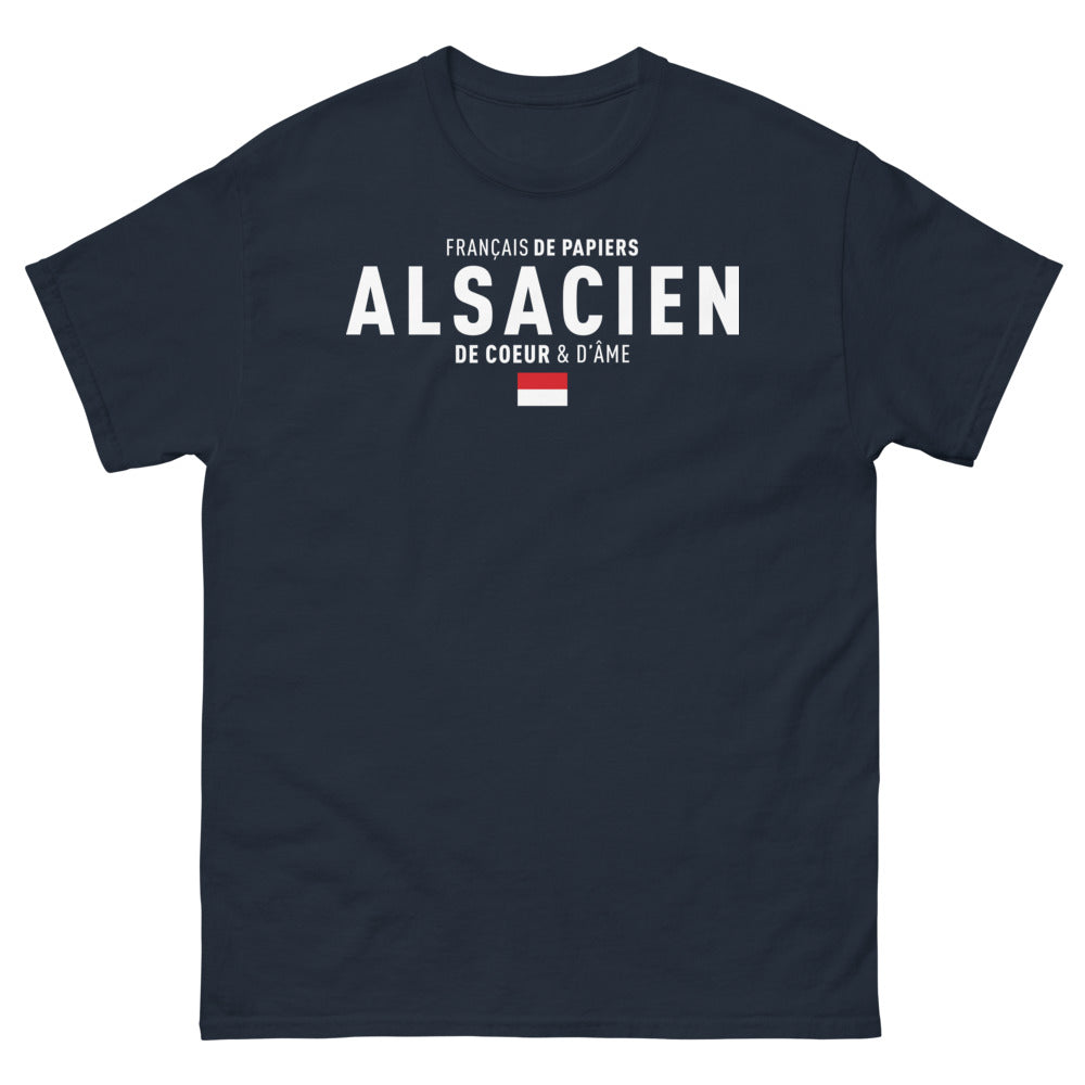 T-shirt Alsacien marine - Français de Papiers, Alsacien de Cœur