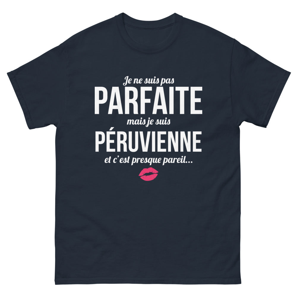 T-shirt Pérou marine - Je ne suis pas parfaite mais je suis Péruvienne
