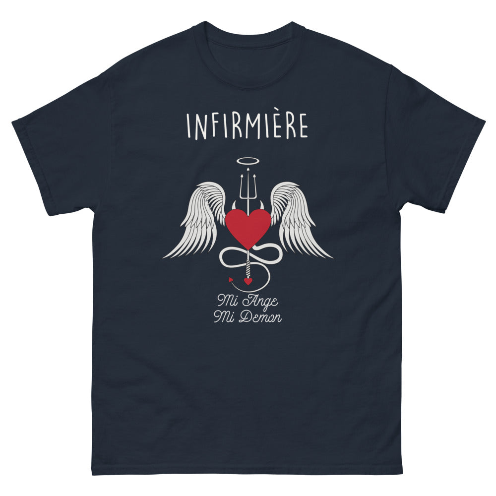 T-shirt Infirmière noir dos - Mi-Ange Mi-Démon humoristique