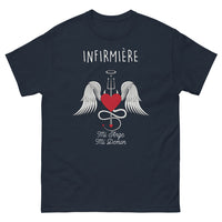 Thumbnail for T-shirt Infirmière noir dos - Mi-Ange Mi-Démon humoristique