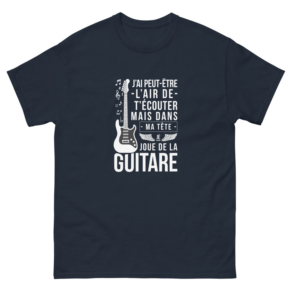 T-shirt Musicien marine - Dans ma tête je joue de la guitare