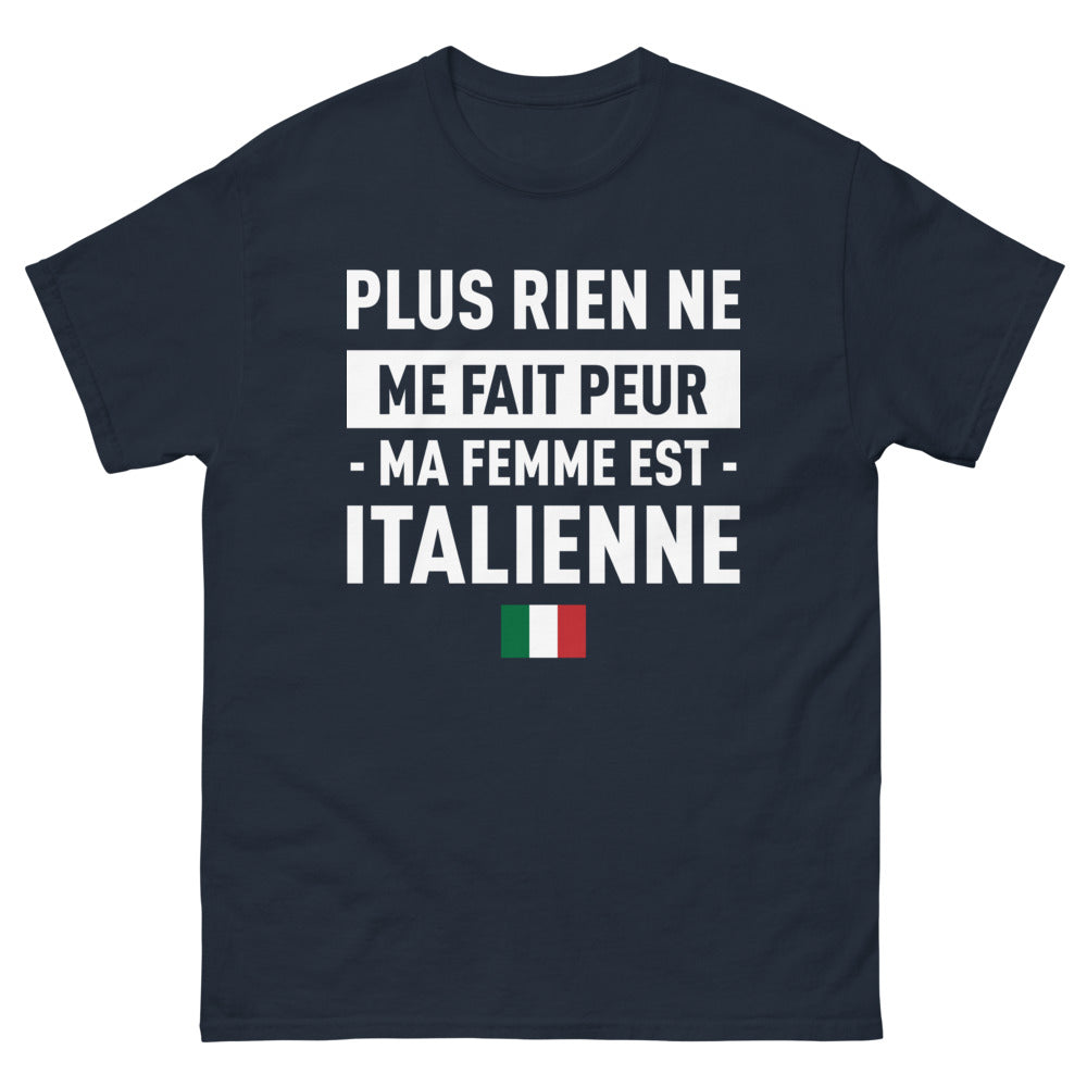 T-shirt Italie bleu marine - Humour sur ma femme italienne