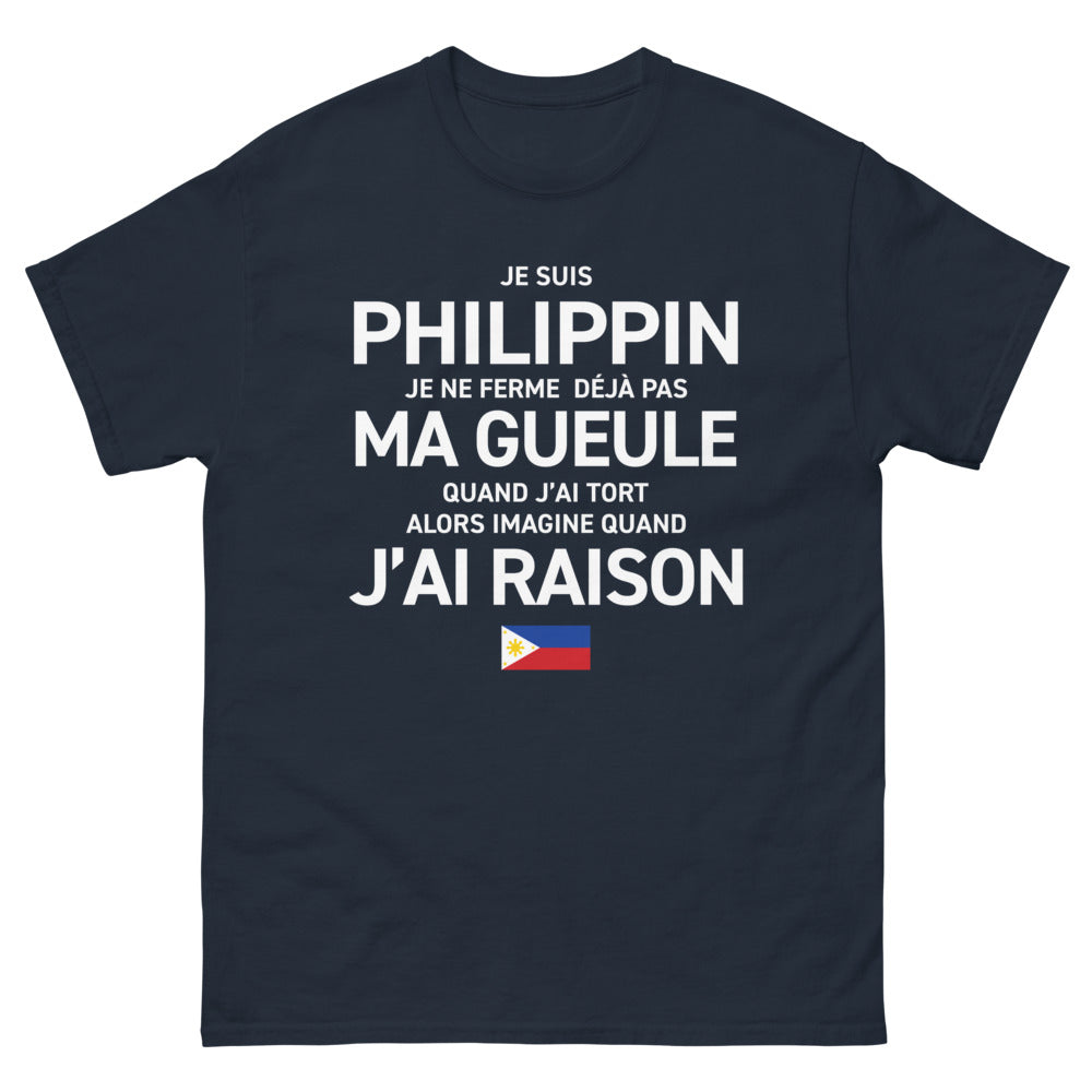 T-shirt Philippin marine - Je suis Philippin, je ne ferme pas ma gueule
