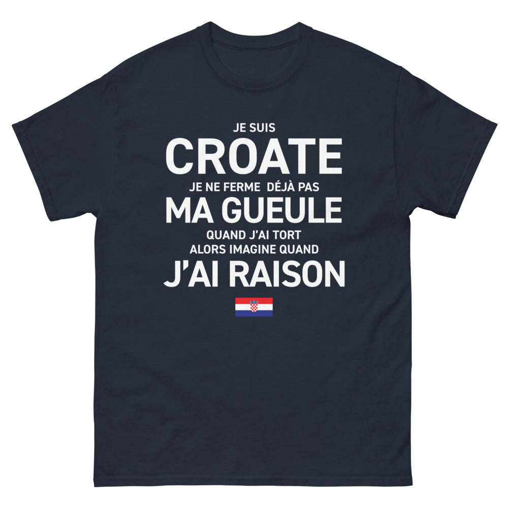 T-shirt Croate marine - Je Ne Ferme Pas Ma Gueule