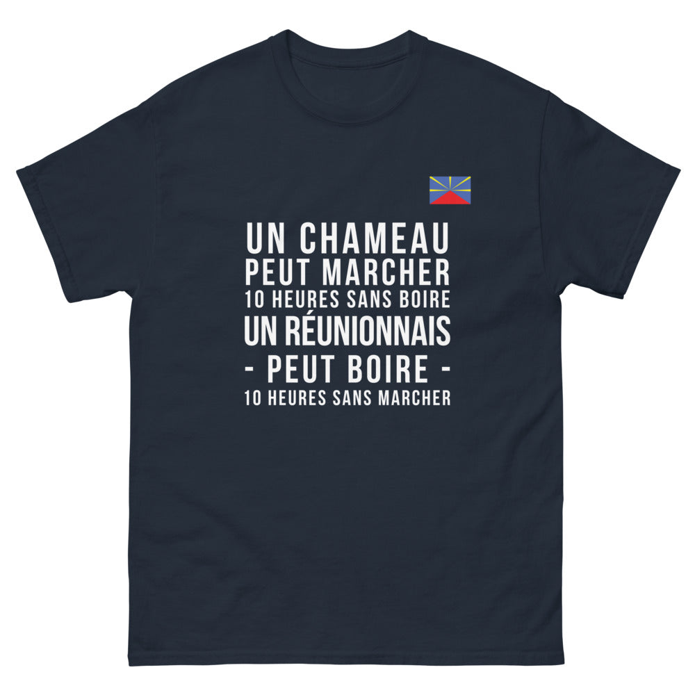 T-shirt Réunionnais marine - Un chameau peut marcher 10 heures sans boire