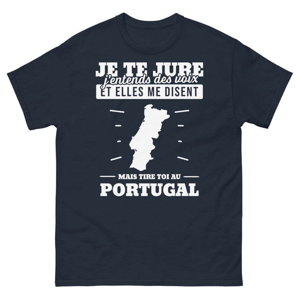 T-shirt Portugal marine - Je te jure j'entends des voix