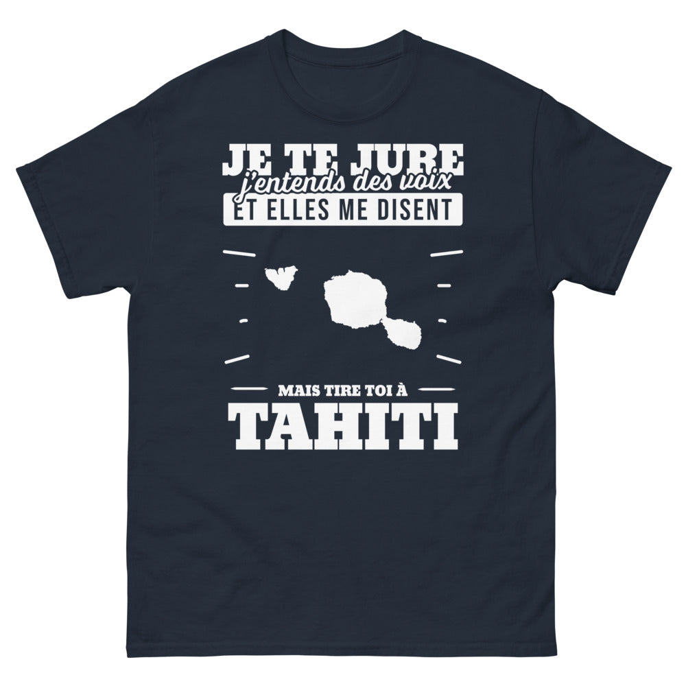 T-shirt Tahiti marine - Je te jure j'entends des voix