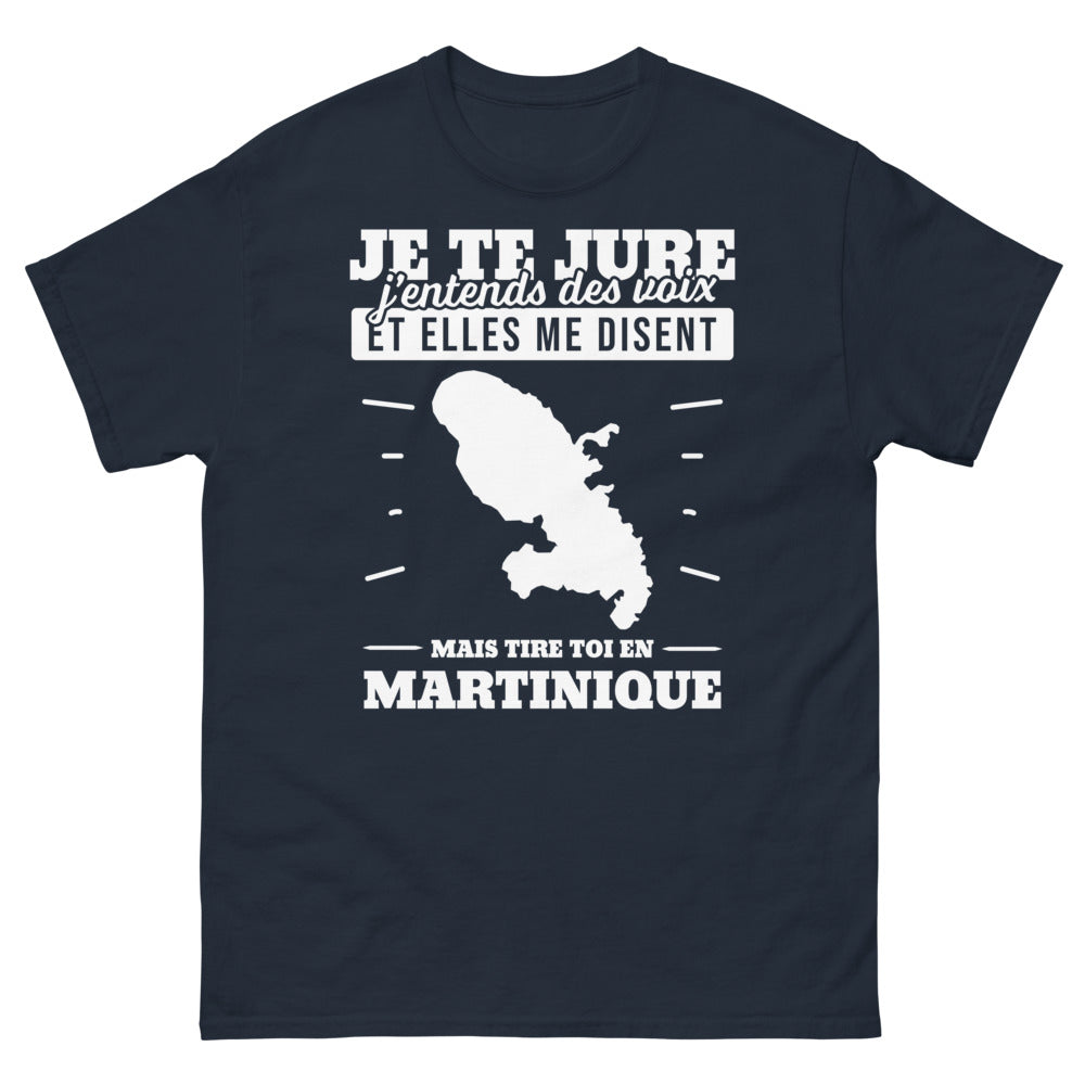 T-shirt Martinique marine - Je te jure j'entends des voix