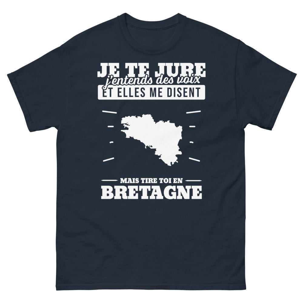T-shirt Bretagne marine - Je te jure, j'entends des voix
