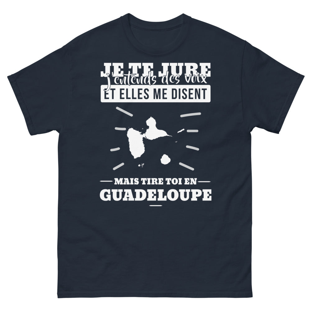 T-shirt Guadeloupe marine - J'entends des voix humoristique