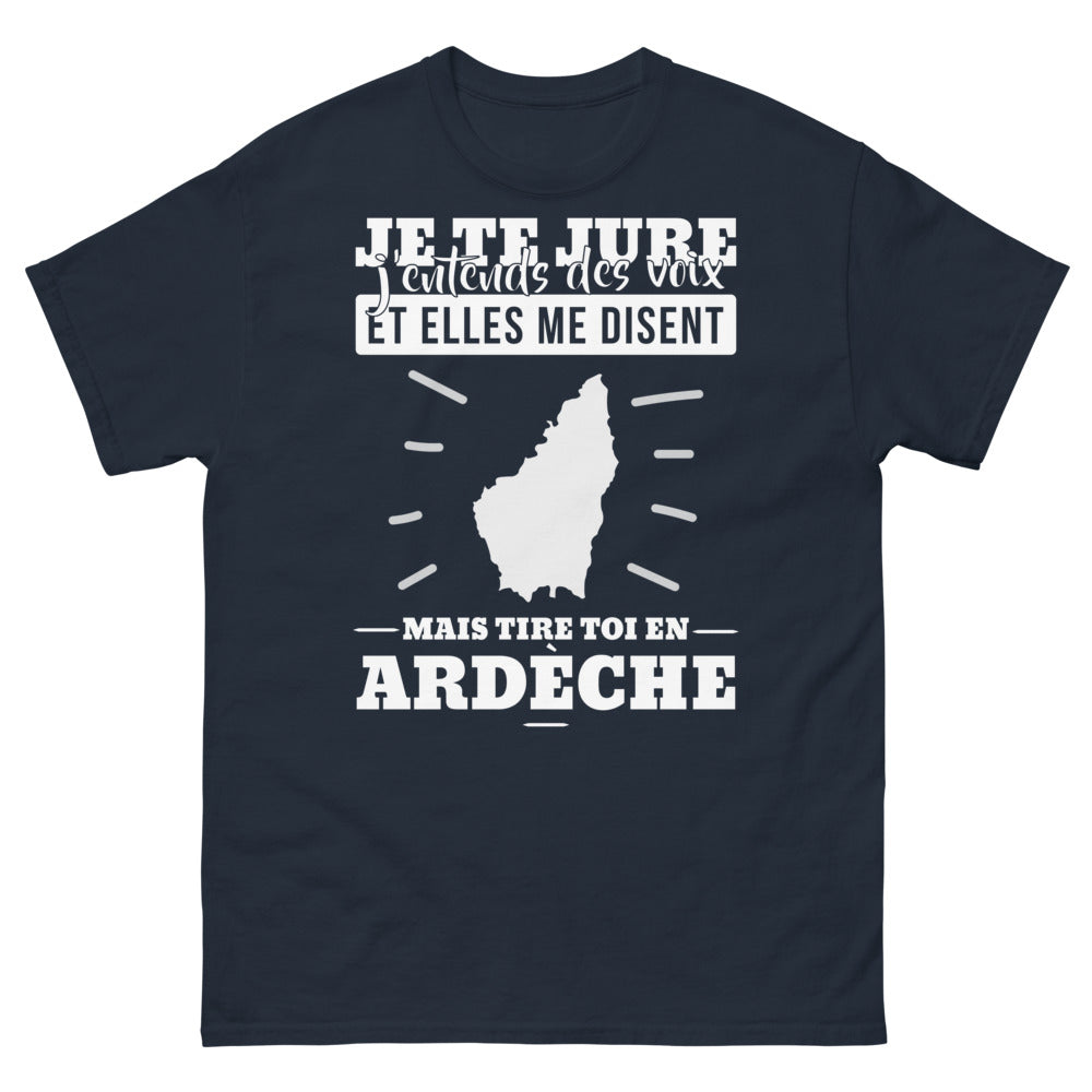T-shirt Ardèche bleu marine - Écoutez les voix mystérieuses