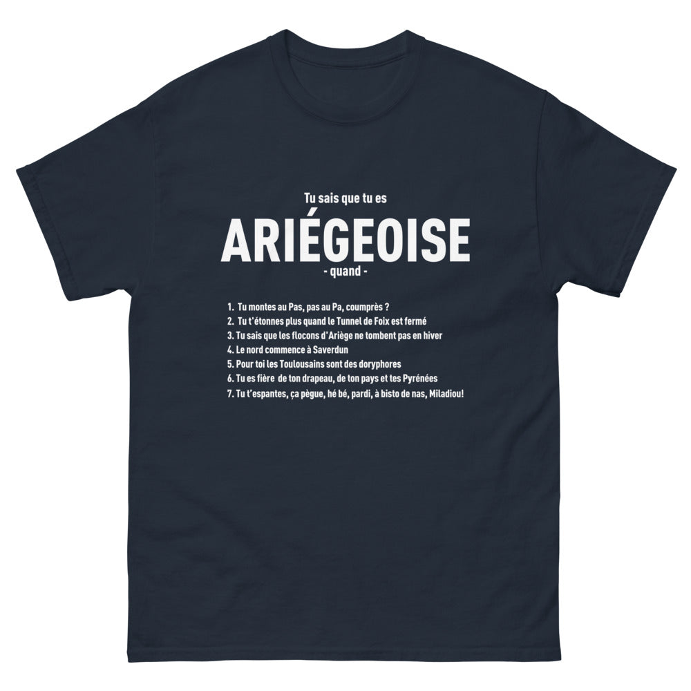 T-shirt Ariège marine - Tu sais que tu es Ariégeoise quand...