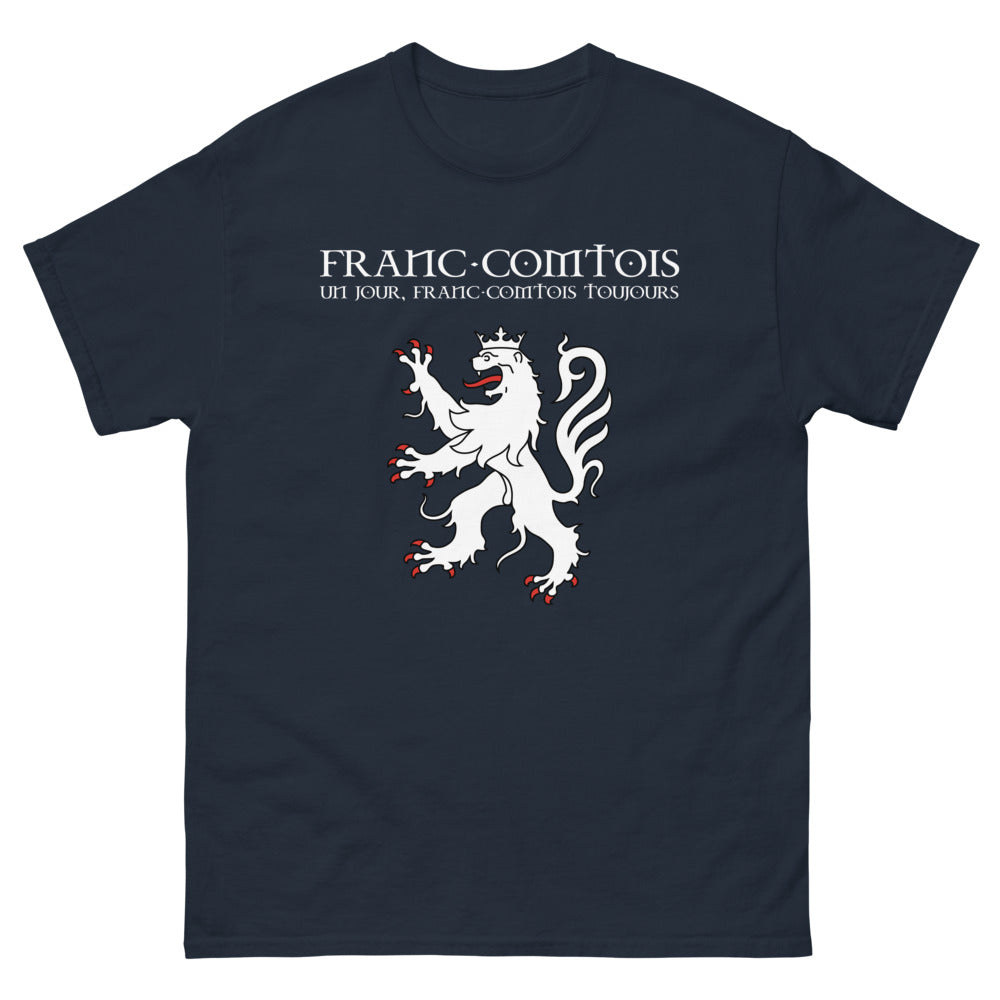 T-shirt Franc-Comtois marine - Fier de mes racines avec humour
