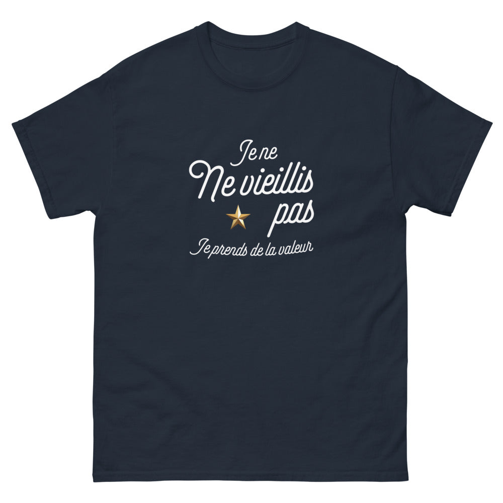 T-shirt humour vintage noir dos - Je ne vieillis pas, je prends de la valeur