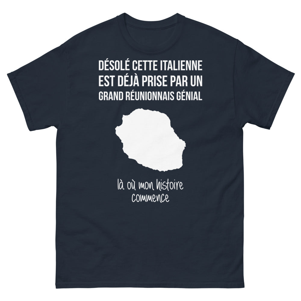 T-shirt Réunionnais marine - Désolé, cette Italienne est déjà prise
