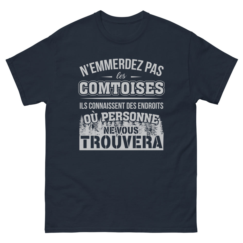 T-shirt Comtoise noir dos - Ne sous-estimez jamais une Comtoise