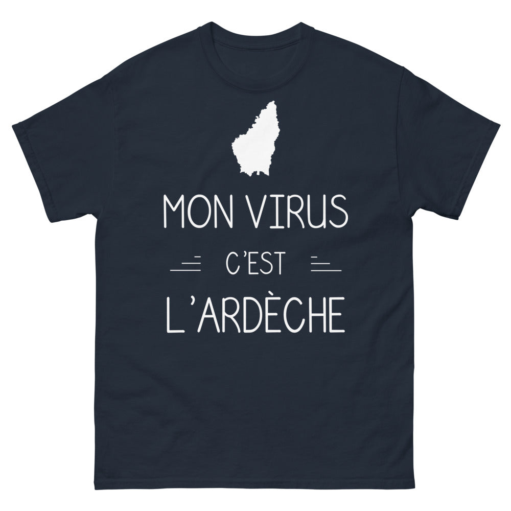 T-shirt Ardèche marine - Mon Virus c'est l'Ardèche