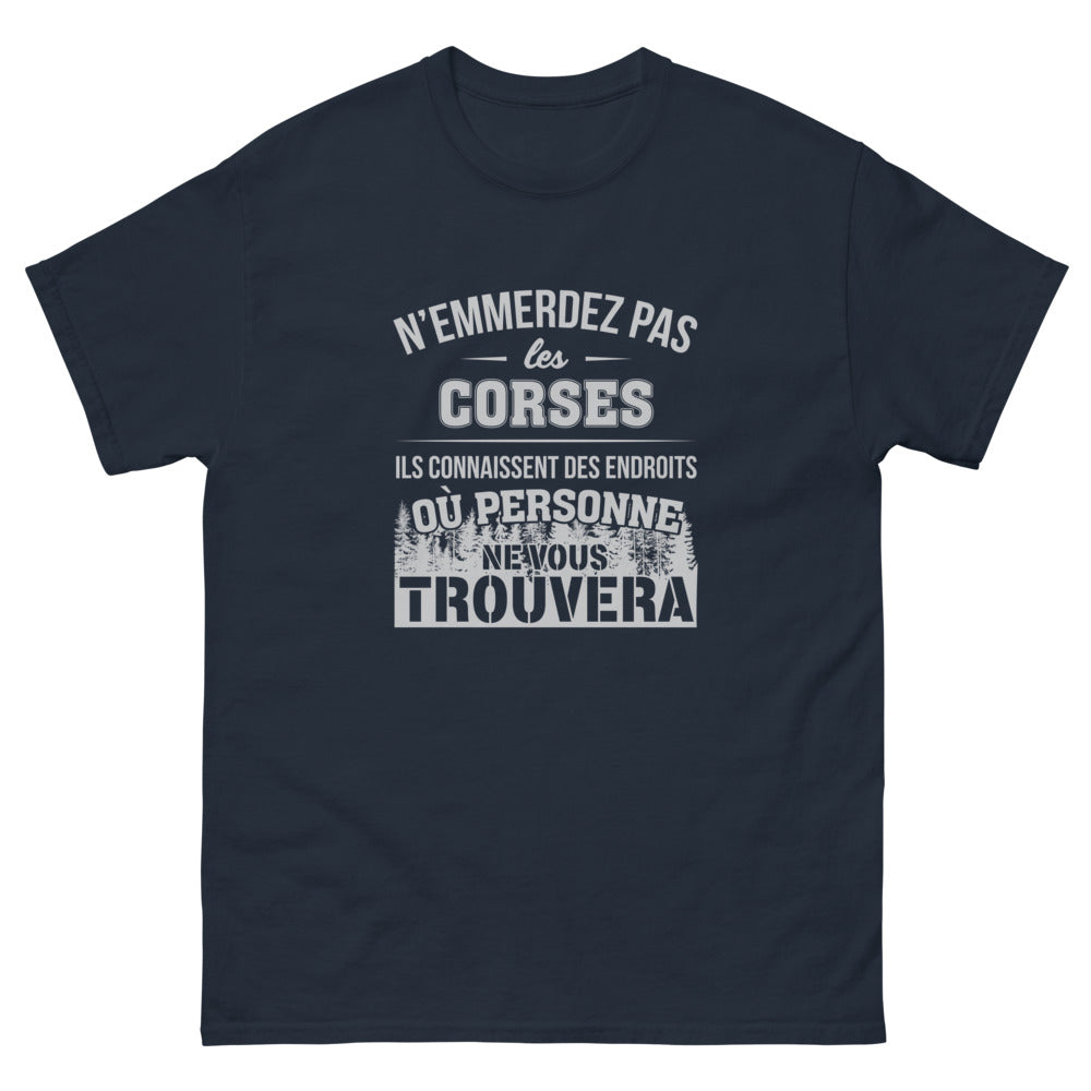 T-shirt Corse marine - N'emmerdez pas les Corses, humour insulaire