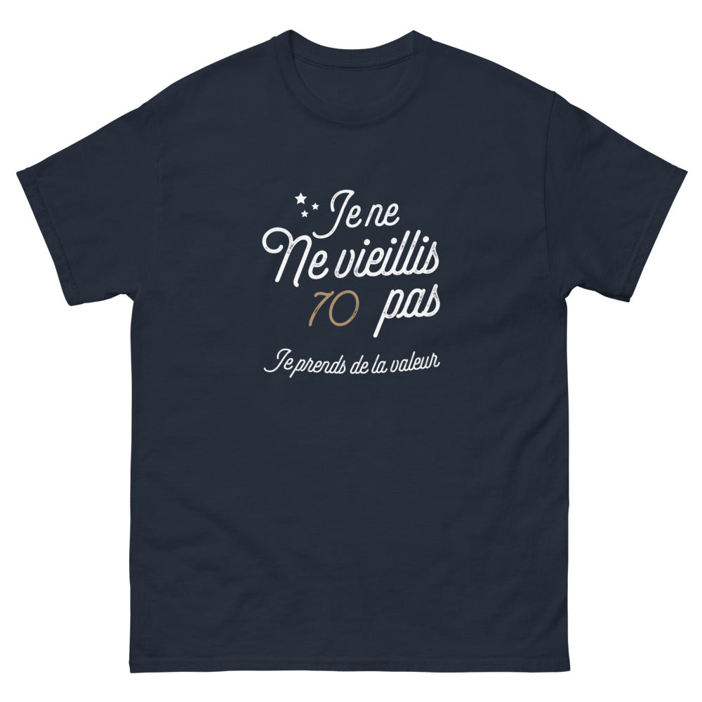 T-shirt anniversaire noir dos - Je ne vieillis pas, je prends de la valeur