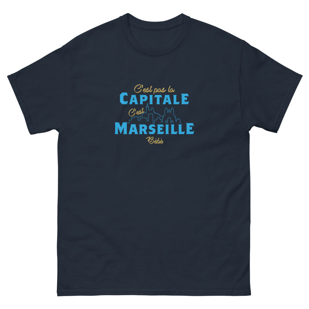 T-shirt Marseille marine - C'est pas la capitale, c'est Marseille bébé !