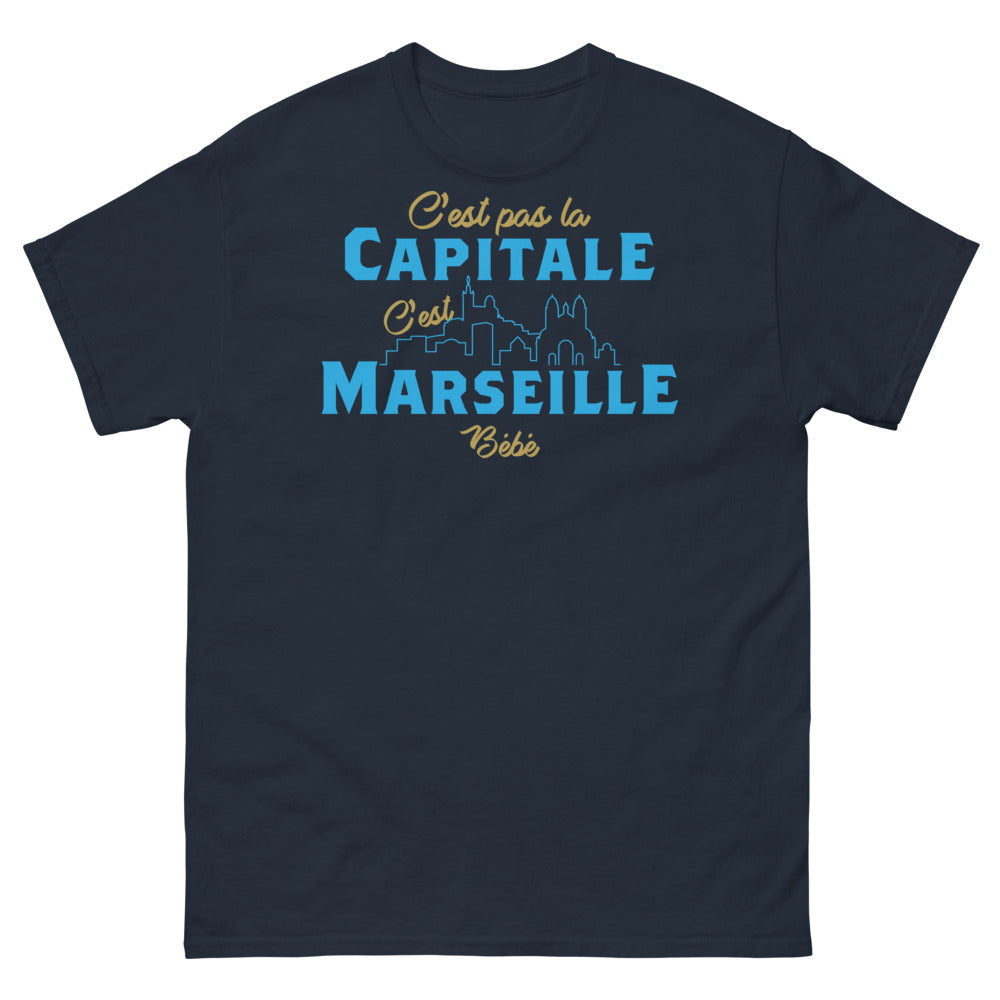 T-shirt Marseille noir dos - C'est pas la capitale, c'est Marseille bébé