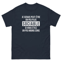 Thumbnail for T-shirt humour sombre marine - Je serais peut-être un peu plus sociable
