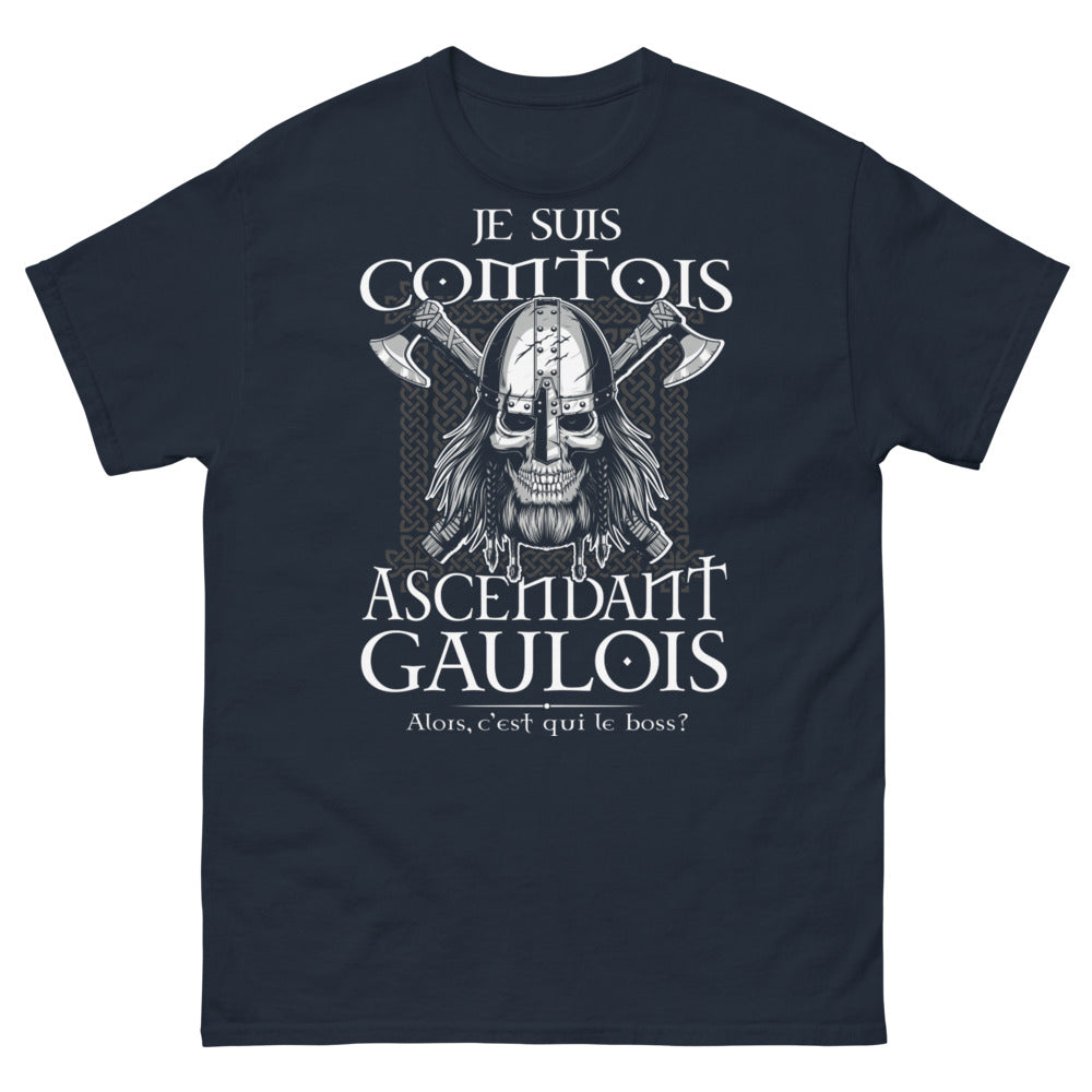 T-shirt Comtois marine - Je suis Comtois ascendant Gaulois