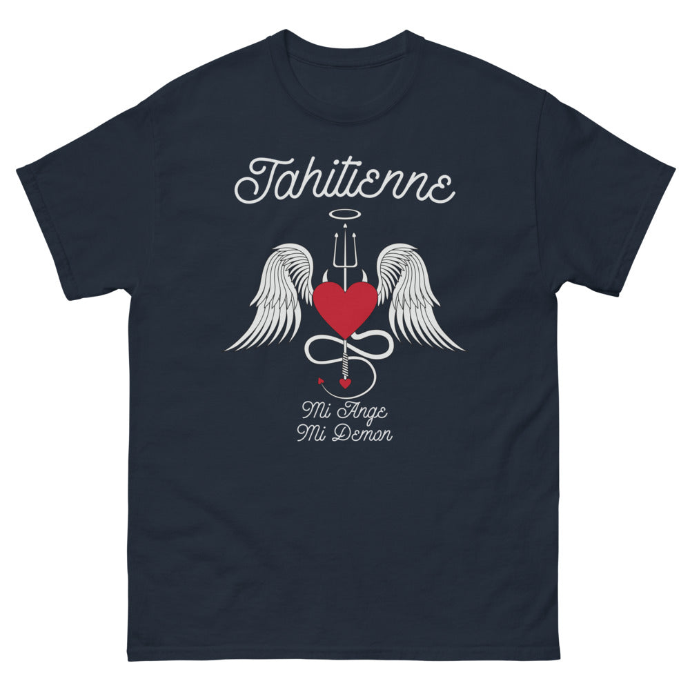 T-shirt Tahitienne noir - Mi-Ange Mi-Démon espiègle dos