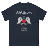 Thumbnail for T-shirt Tahitienne noir - Mi-Ange Mi-Démon espiègle dos