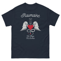 Thumbnail for T-shirt Roumain marine - Mi-Ange Mi-Démon humoristique