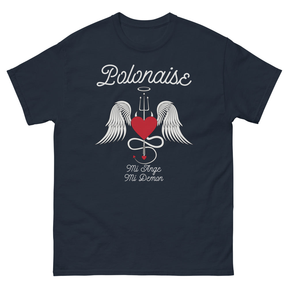 T-shirt Pologne marine - Mi-ange mi-démon humoristique