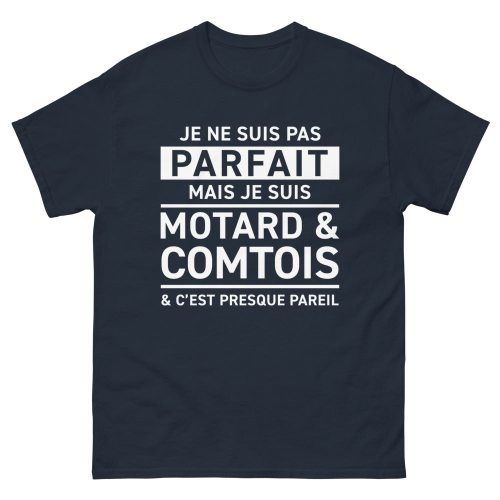 T-shirt Comtois marine - Je ne suis pas parfait, motard