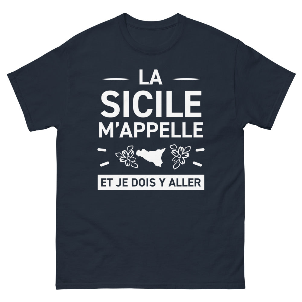 T-shirt Sicile marine - La Sicile m'appelle et je dois y aller