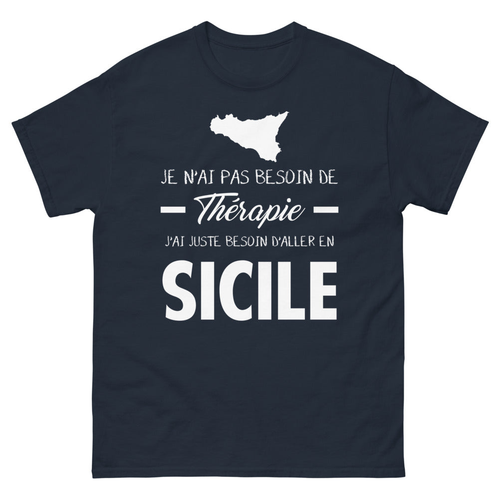 T-shirt Sicile marine - Je n'ai pas besoin de thérapie