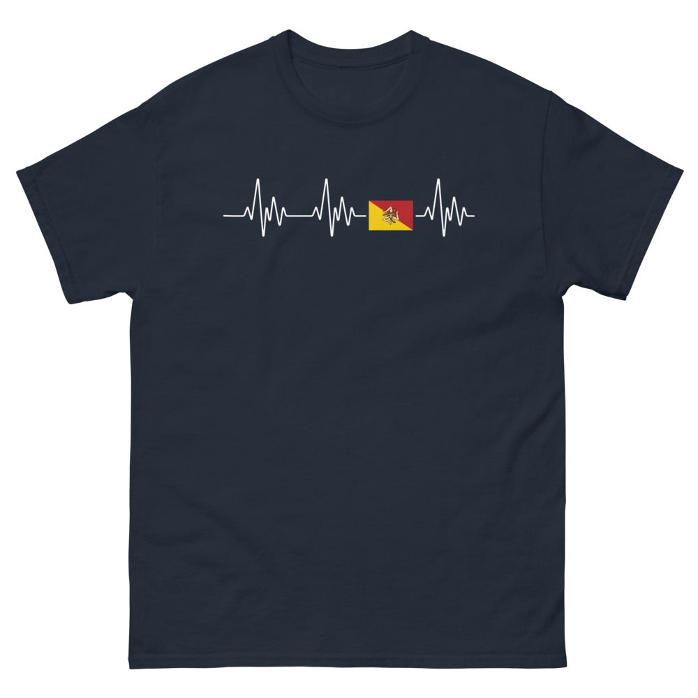 T-shirt Sicile marine - Rythme de l'île dans le cœur