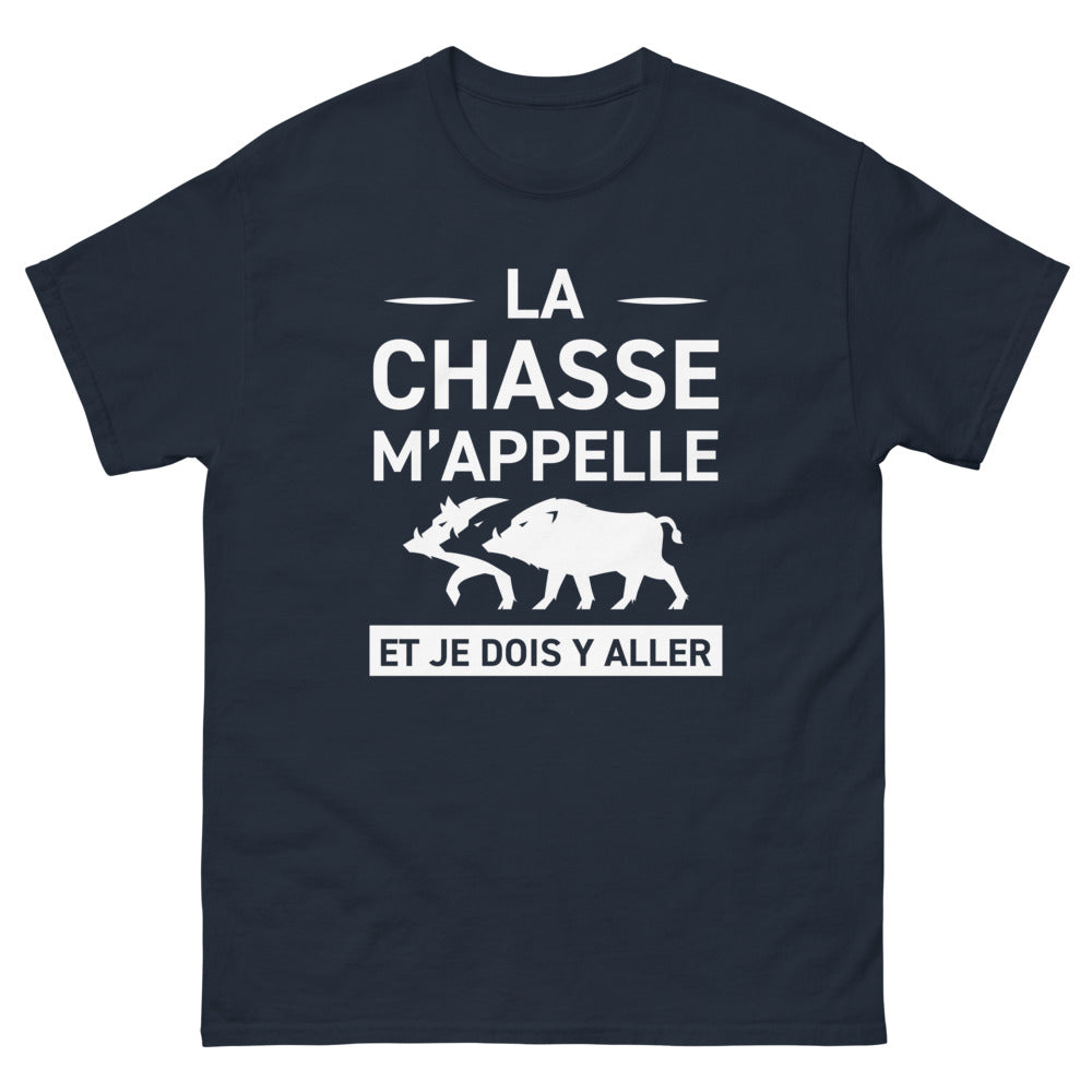 T-shirt Chasseur marine - La chasse m'appelle avec humour