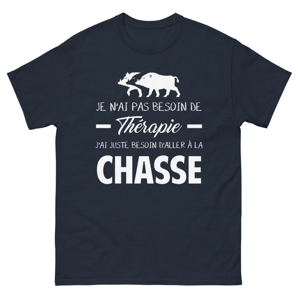 T-shirt Chasse noir dos - Je n'ai pas besoin de thérapie