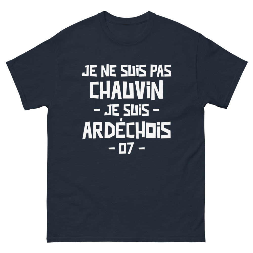 T-shirt Ardèche marine - Je ne suis pas chauvin, je suis Ardéchois