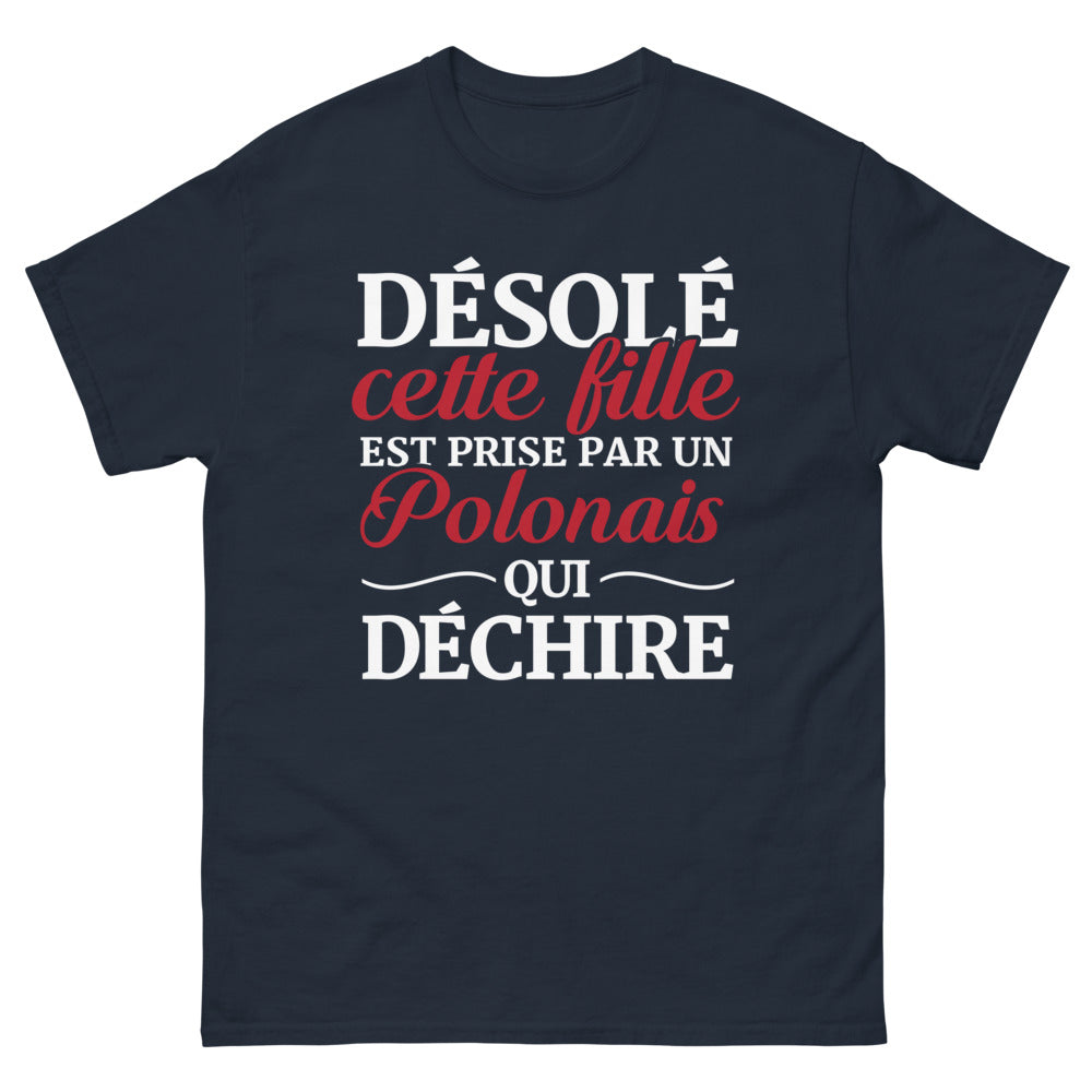 T-shirt Pologne marine - Désolé, cette fille est prise par un Polonais qui déchire