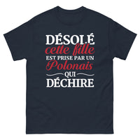 Thumbnail for T-shirt Pologne marine - Désolé, cette fille est prise par un Polonais qui déchire