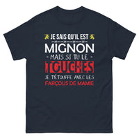 Thumbnail for T-shirt Occitanie marine - Je sais qu'il est mignon, mais si tu le touches, je t'étouffe avec les farçous de mamie